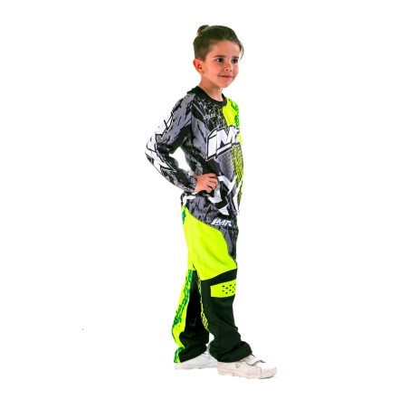 PANTALON CROSS AMARILLO Y VERDE FLUOR NIÑO MODELO XFOUR 3K