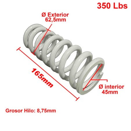 MUELLE BLANCO AMORTIGUADOR DNM 165mm 350lbs di45mm