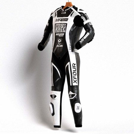 MONO XFOUR MODELO MOTO RACE x MIR RACING ADULTO BLANCO Y NEGRO