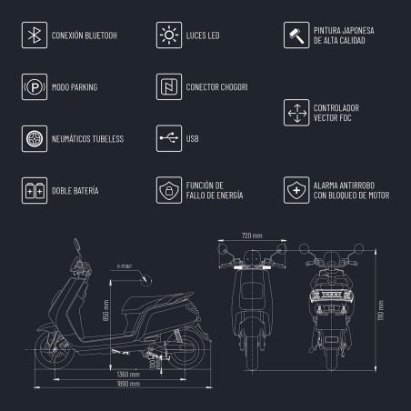 SCOOTER ELÉCTRICO ES5 IMR AZUL MATE (1 BATERÍA)