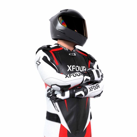 MONO XFOUR ADULTO MODELO ROJO FLUOR BLANCO Y NEGRO