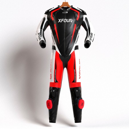 MONO XFOUR ADULTO MODELO ROJO FLUOR BLANCO Y NEGRO