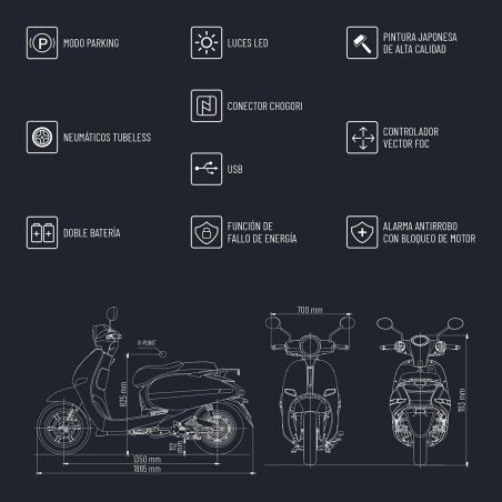 SCOOTER ELÉCTRICO EC6 PRO IMR GRIS MATE (2 BATERÍAS)