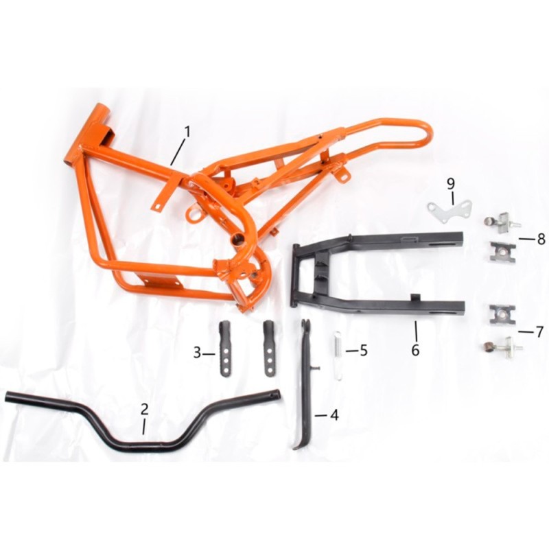 Despiece Minicross 50cc (CHASIS, MANILLAR Y BASCULANTE)