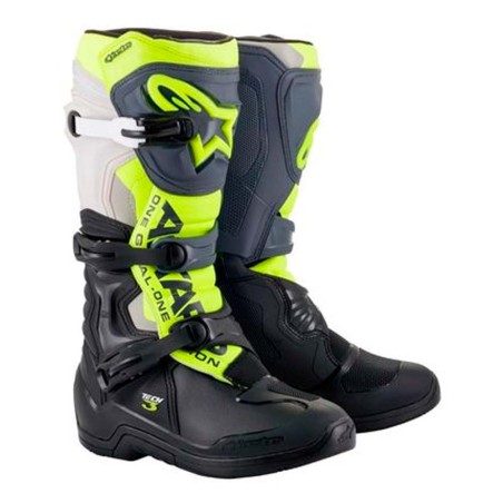 BOTAS ALPINESTARS TECH 3 BLANCO GRIS Y AMARILLO FLUOR