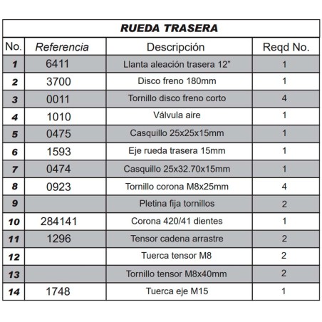 Despiece IMR Corse 155 RR (RUEDA TRASERA)